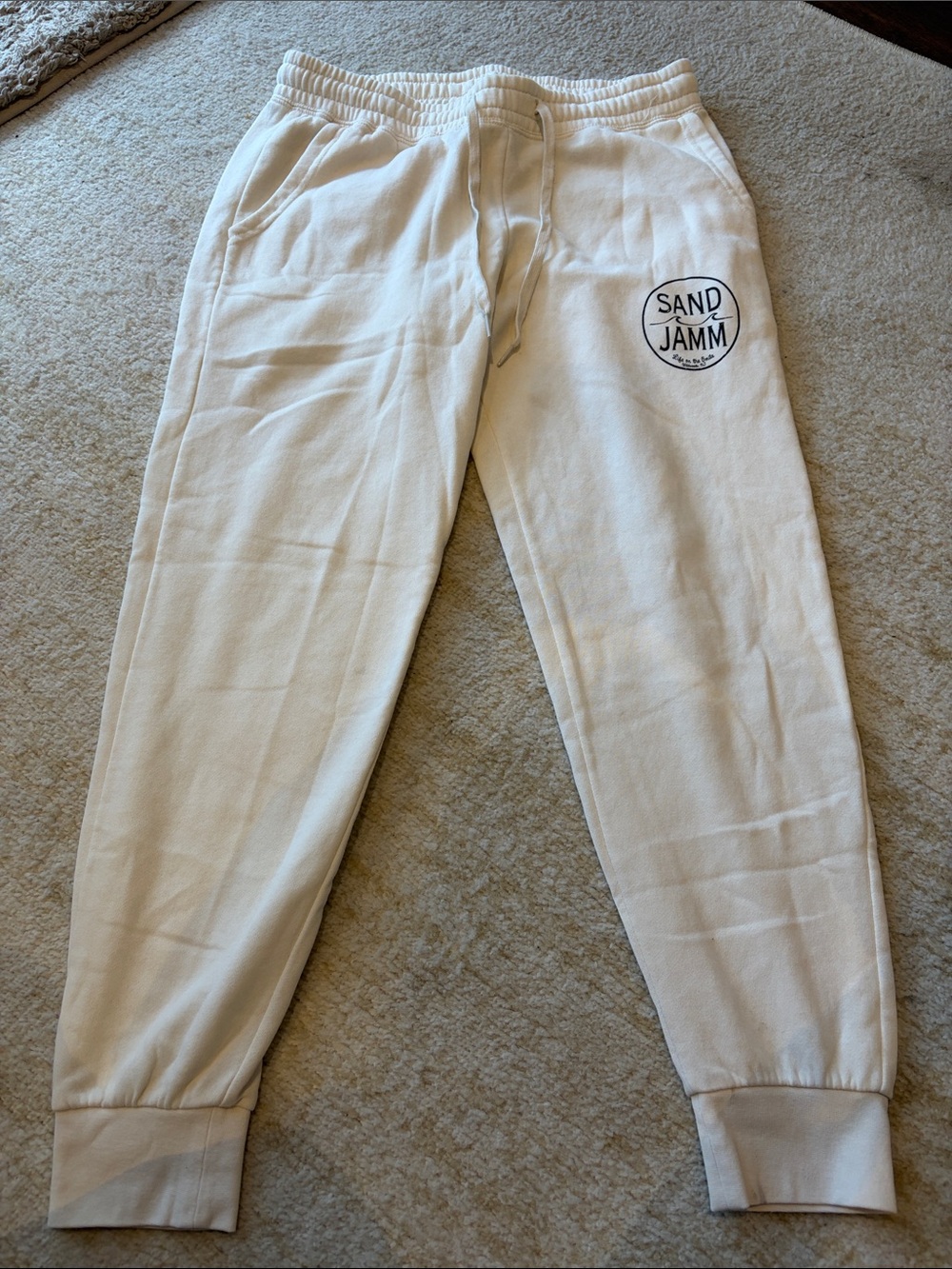 Sand Jamm women’s Cream Sweatpants with Drawstring Waist